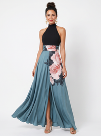Aurora | Elegant And Stylish Fall Floral Halter Maxi Dress