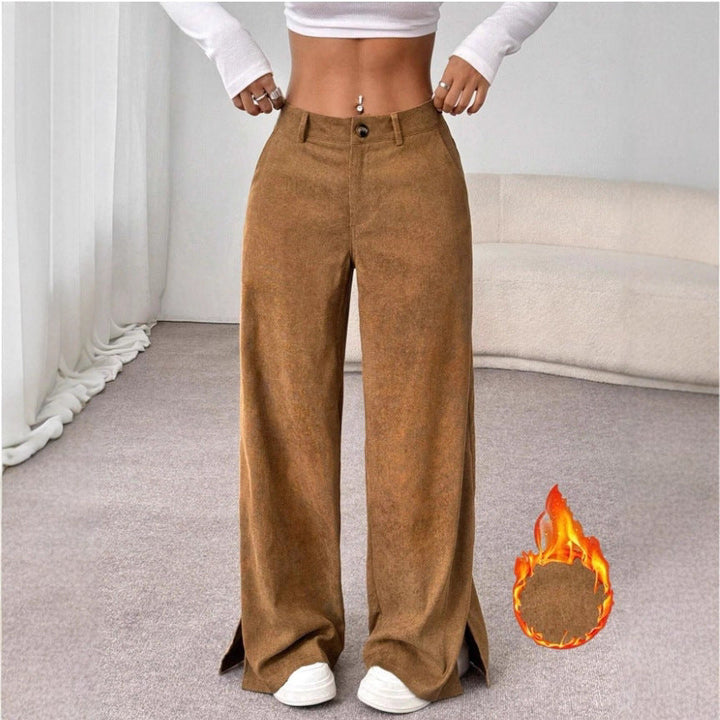 Clara | Pantaloni eleganti a gamba larga e vita alta con spacchi