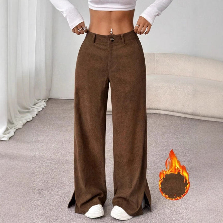 Clara | Pantaloni eleganti a gamba larga e vita alta con spacchi