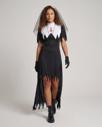 Aurora | Elegantes, gruseliges Nonnenkostüm als Halloween-Kleid