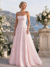 Eliana | Abito lungo romantico autunnale con pizzo sovrapposto