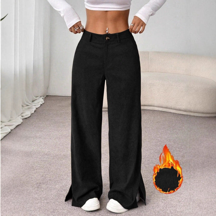 Clara | Pantaloni eleganti a gamba larga e vita alta con spacchi