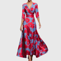 Juliette | Langärmeliges Kleid mit Blumenmuster und eleganter Wickelsilhouette
