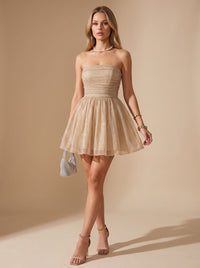Susanne | Elegant And Sparkling Glitter Bustier Mini Party Dress