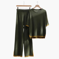 Olivia | Ensemble chic et décontracté en maille à manches courtes