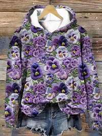 Celine | Sweat à capuche en maille floral, chic et douillet