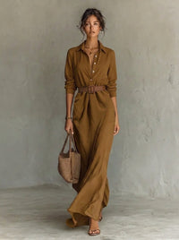 Bethany | Modernes und trendiges langärmeliges Kleid mit Gürtel