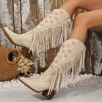 Sophie | Verspielte Cowboystiefel mit Fransen und rosa Stern-Details