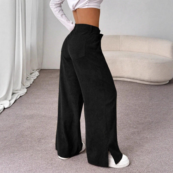 Clara | Pantaloni eleganti a gamba larga e vita alta con spacchi