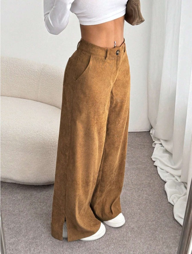 Clara | Pantaloni eleganti a gamba larga e vita alta con spacchi