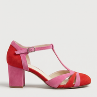 Amelia | Elegant Closed Toe T-Strap Block Heel Shoes