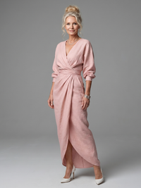 Juliette | Leichtes Maxikleid mit diagonalem Drapéeffekt für den Herbst