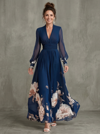 Amara | Elegant Fall Pleated Maxi Dress