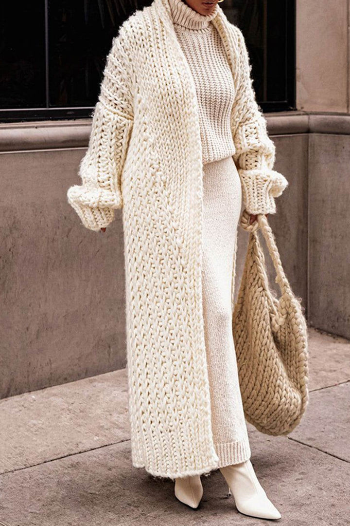Aria | Women's Oversized Open-Front Chunky Knit Longline Cardigan 0