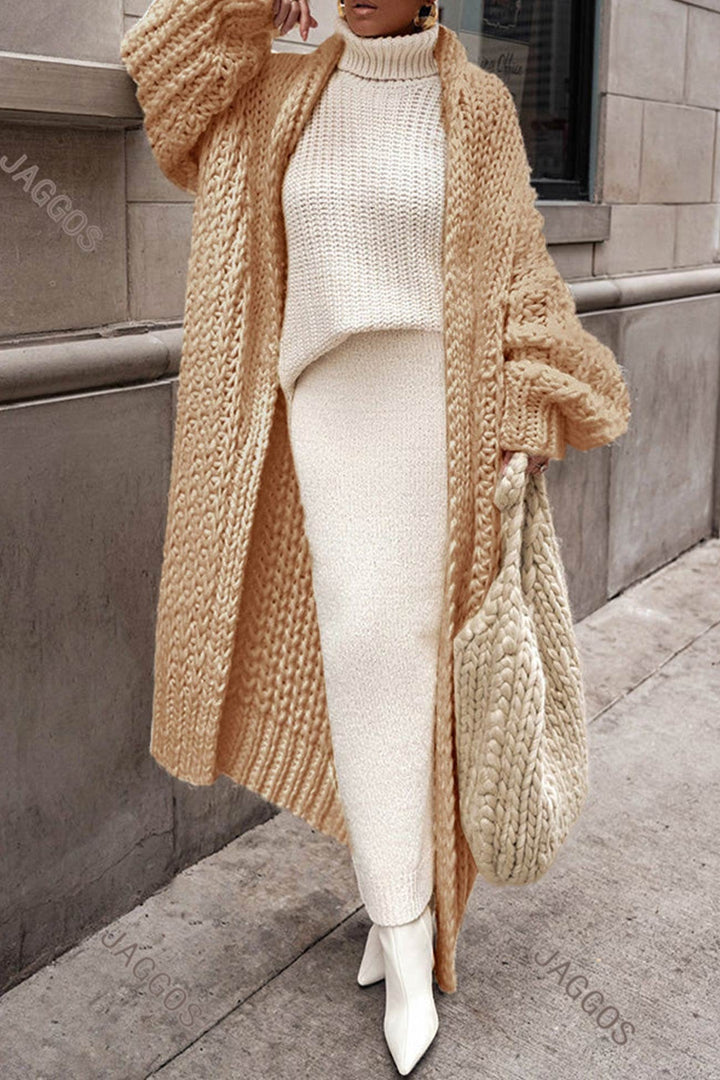 Aria | Women's Oversized Open-Front Chunky Knit Longline Cardigan 5