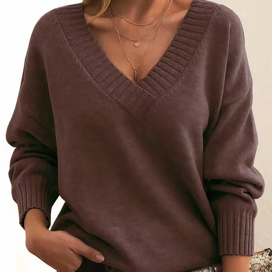 Grace | Luxurious V-Neck Cashmere Blend Knit Sweater 10