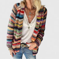 Madeline | Gilet douillet multicolore, ouvert sur le devant