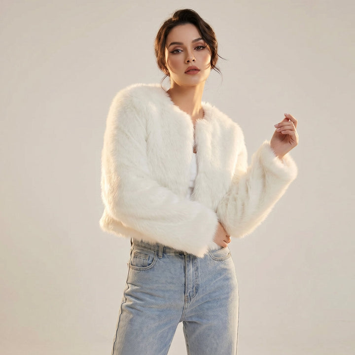 Mia | Women's Cropped Faux Fur Cardigan Jacket 1