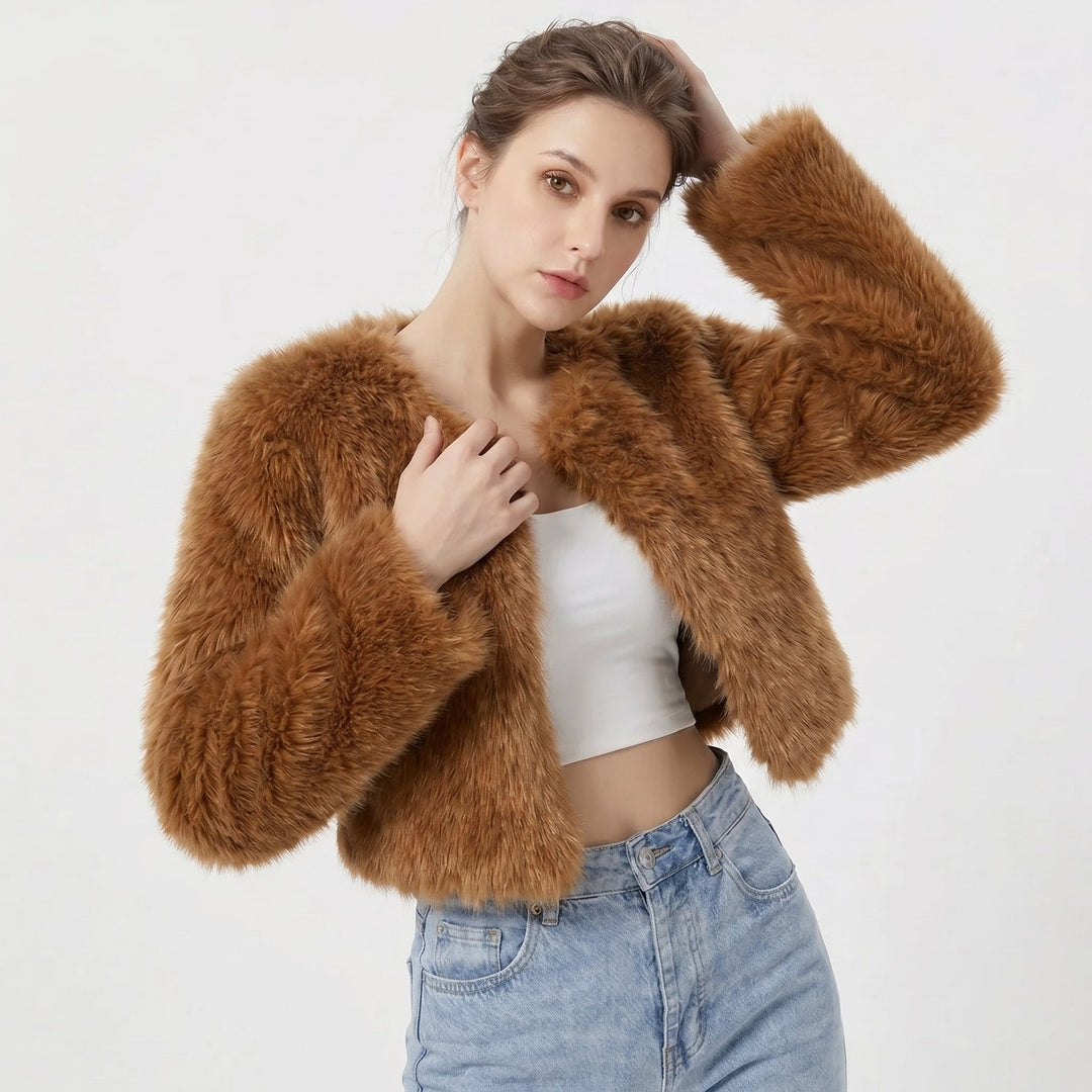 Mia | Women's Cropped Faux Fur Cardigan Jacket 3