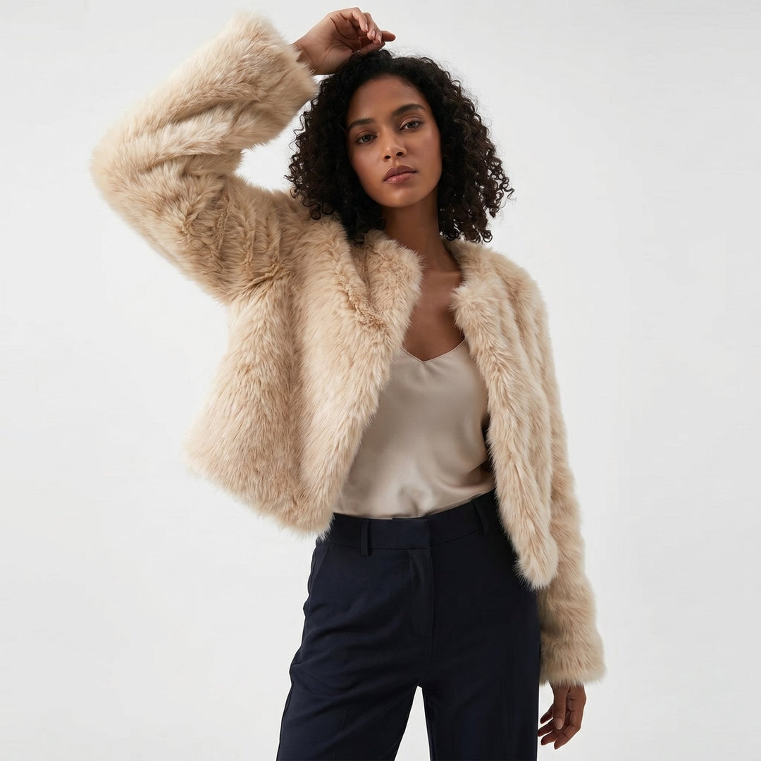 Mia | Women's Cropped Faux Fur Cardigan Jacket 4