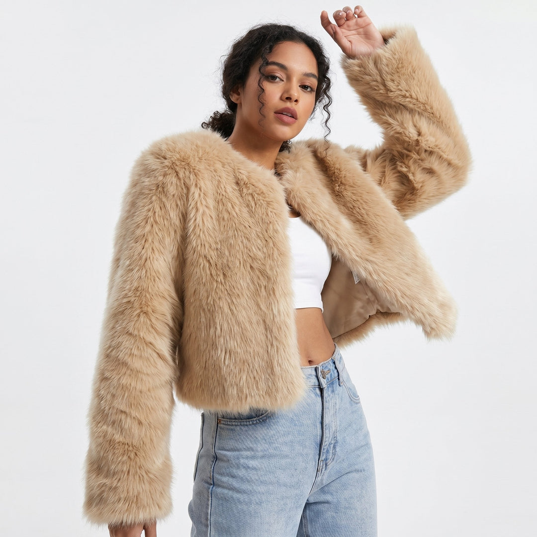 Mia | Women's Cropped Faux Fur Cardigan Jacket 5