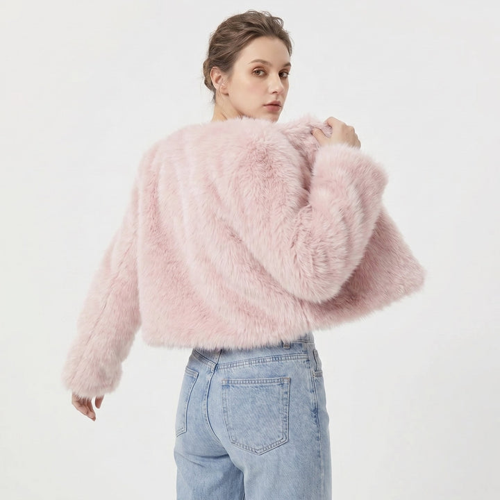 Mia | Women's Cropped Faux Fur Cardigan Jacket 6