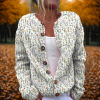 Isla | Gilet de printemps artistique en maille à motif floral