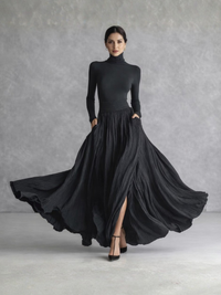 Vivienne | Elegantes plissiertes Rollkragen-Maxikleid für den Herbst