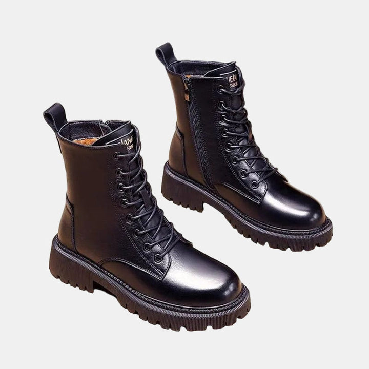 Freya | Warme, mit Fleece gefütterte Combat-Ankle-Boots