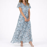 Annabelle | Florales Chiffon-Maxikleid mit flatternden Ärmeln für Herbsthochzeiten