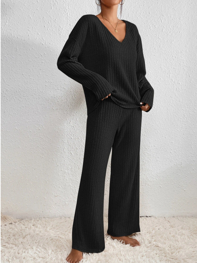 Lara | Soft Ribbed V-Neck Two Piece Set