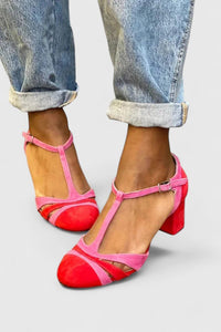 Victoria | Modern Color Block Heels with Ankle Strap