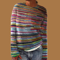 Annabelle | Pull douillet en grosse maille au motif rayé éclatant